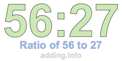 Ratio of 56 to 27 Ratio of 56 to 27