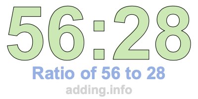 Ratio of 56 to 28 Ratio of 56 to 28