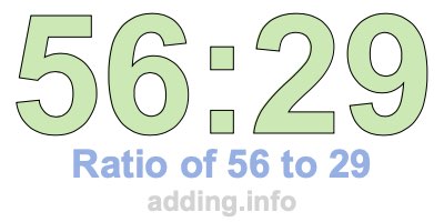 Ratio of 56 to 29 Ratio of 56 to 29