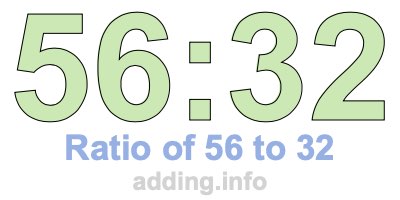 Ratio of 56 to 32 Ratio of 56 to 32