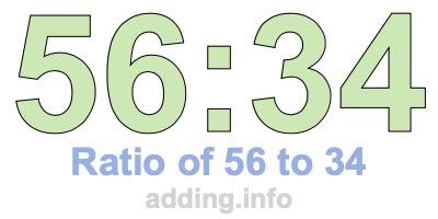 Ratio of 56 to 34 Ratio of 56 to 34