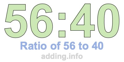 Ratio of 56 to 40 Ratio of 56 to 40