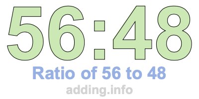 Ratio of 56 to 48 Ratio of 56 to 48
