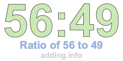 Ratio of 56 to 49 Ratio of 56 to 49