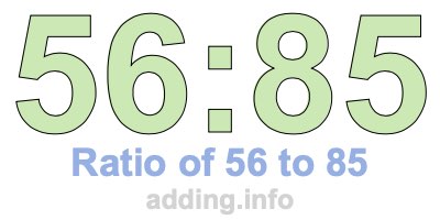 Ratio of 56 to 85 Ratio of 56 to 85