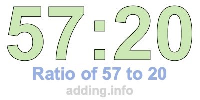 Ratio of 57 to 20 Ratio of 57 to 20