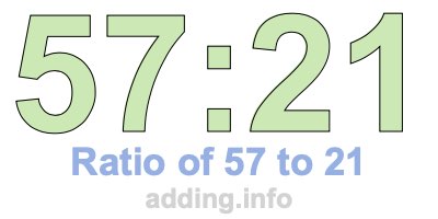 Ratio of 57 to 21 Ratio of 57 to 21