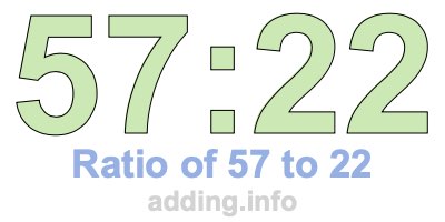 Ratio of 57 to 22 Ratio of 57 to 22