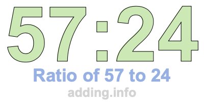 Ratio of 57 to 24 Ratio of 57 to 24