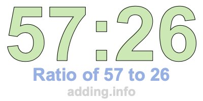 Ratio of 57 to 26 Ratio of 57 to 26