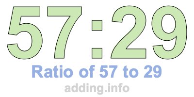 Ratio of 57 to 29 Ratio of 57 to 29