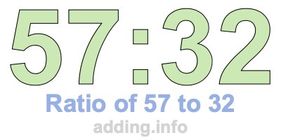 Ratio of 57 to 32 Ratio of 57 to 32