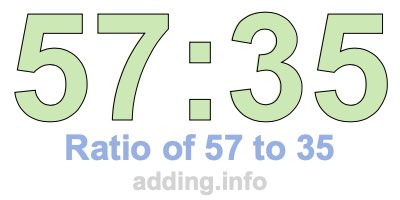 Ratio of 57 to 35 Ratio of 57 to 35