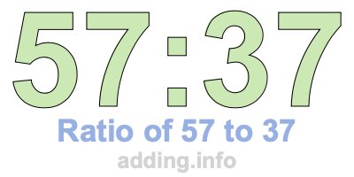 Ratio of 57 to 37 Ratio of 57 to 37