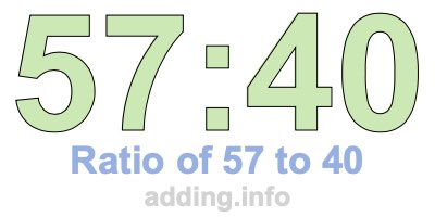 Ratio of 57 to 40 Ratio of 57 to 40
