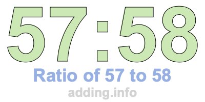 Ratio of 57 to 58 Ratio of 57 to 58
