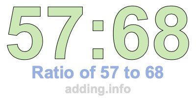 Ratio of 57 to 68 Ratio of 57 to 68