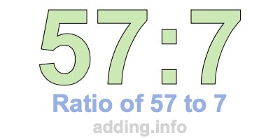 Ratio of 57 to 7 Ratio of 57 to 7