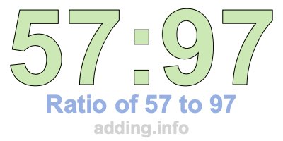 Ratio of 57 to 97 Ratio of 57 to 97