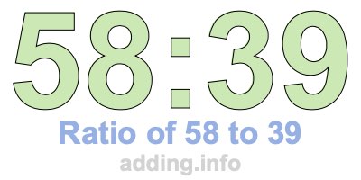 Ratio of 58 to 39 Ratio of 58 to 39