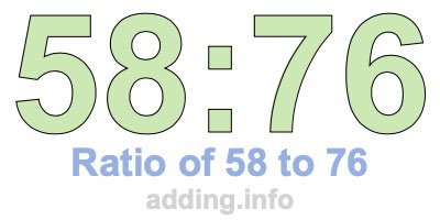 Ratio of 58 to 76