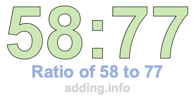 Ratio of 58 to 77