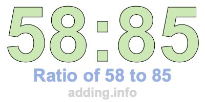 Ratio of 58 to 85 Ratio of 58 to 85