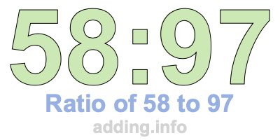 Ratio of 58 to 97 Ratio of 58 to 97