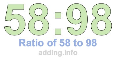 Ratio of 58 to 98 Ratio of 58 to 98