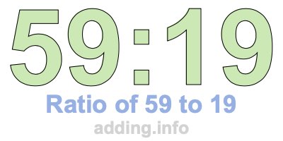 Ratio of 59 to 19 Ratio of 59 to 19