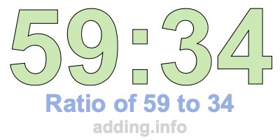 Ratio of 59 to 34 Ratio of 59 to 34