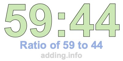 Ratio of 59 to 44 Ratio of 59 to 44