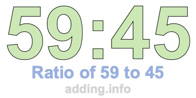 Ratio of 59 to 45 Ratio of 59 to 45