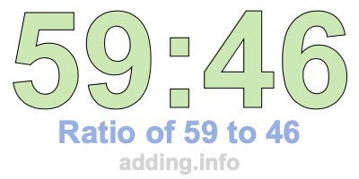 Ratio of 59 to 46 Ratio of 59 to 46