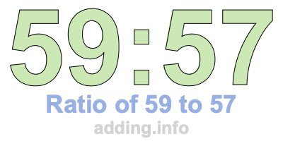 Ratio of 59 to 57