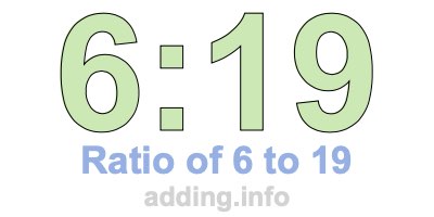 Ratio of 6 to 19 Ratio of 6 to 19