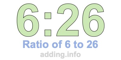 Ratio of 6 to 26 Ratio of 6 to 26