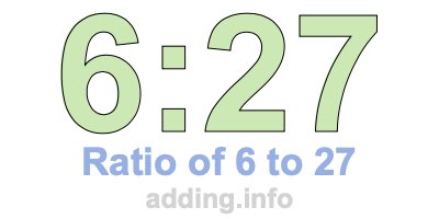 Ratio of 6 to 27 Ratio of 6 to 27
