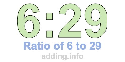 Ratio of 6 to 29 Ratio of 6 to 29