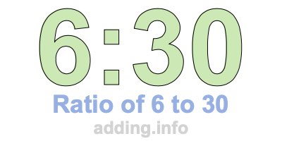 Ratio of 6 to 30 Ratio of 6 to 30