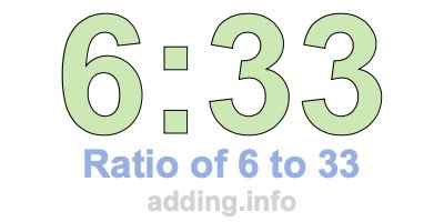 Ratio of 6 to 33 Ratio of 6 to 33
