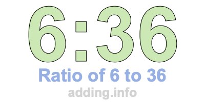 Ratio of 6 to 36 Ratio of 6 to 36