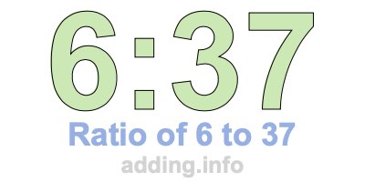Ratio of 6 to 37 Ratio of 6 to 37