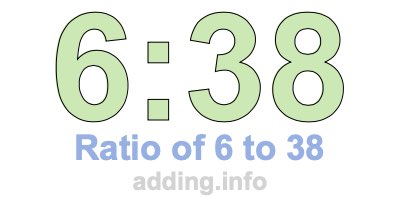 Ratio of 6 to 38 Ratio of 6 to 38