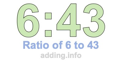 Ratio of 6 to 43 Ratio of 6 to 43