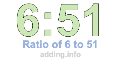 Ratio of 6 to 51 Ratio of 6 to 51
