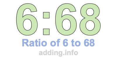 Ratio of 6 to 68 Ratio of 6 to 68