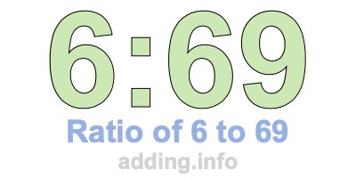 Ratio of 6 to 69 Ratio of 6 to 69