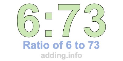 Ratio of 6 to 73 Ratio of 6 to 73
