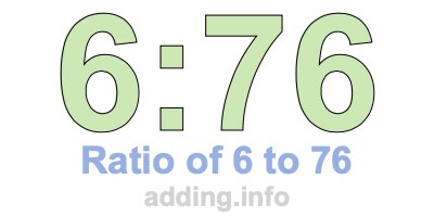 Ratio of 6 to 76 Ratio of 6 to 76